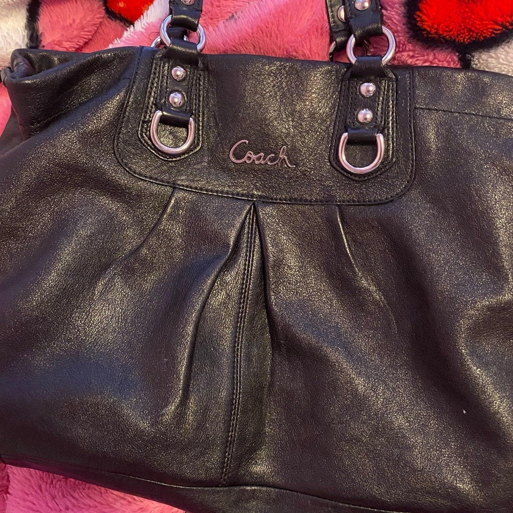 Vintage Coach Black Leather Tote